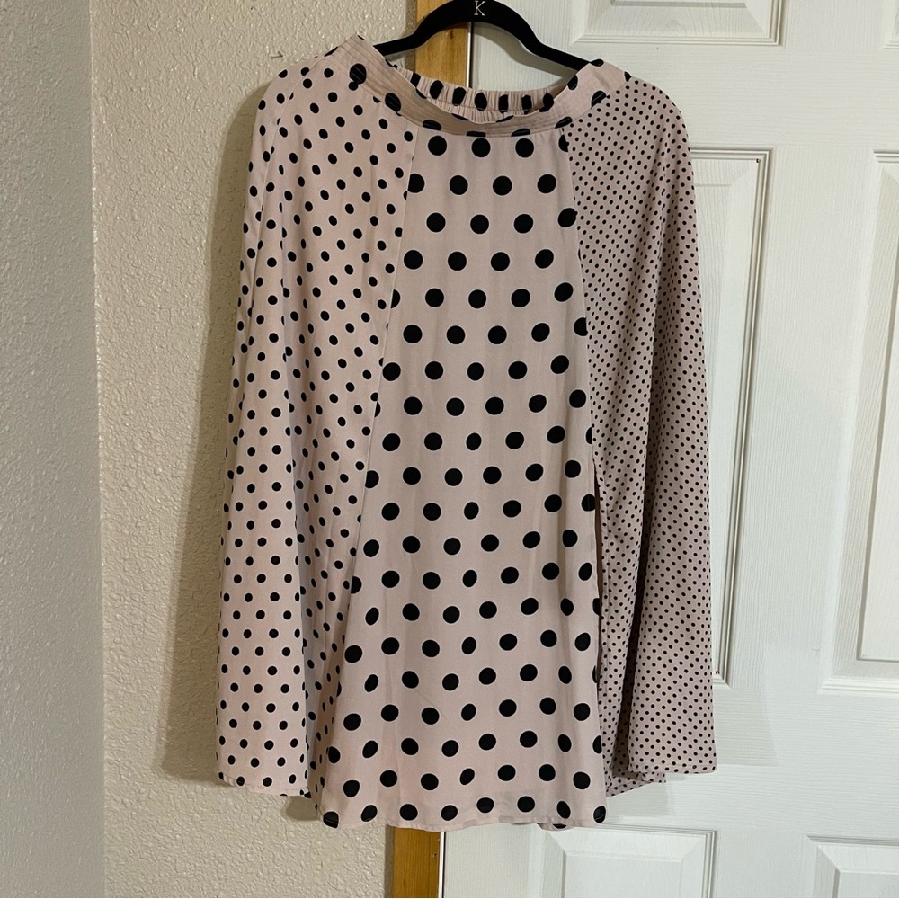 Pink and black polka dot skirt